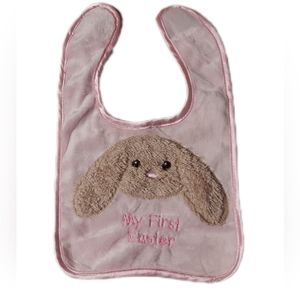 First Easter Fuzzy Pink Bunny Bib Clothing Protector